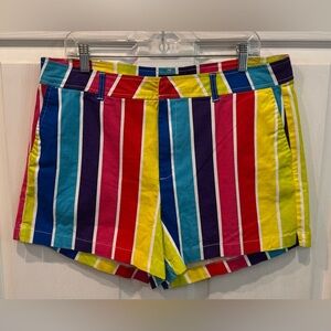 New York and Company Women's Colorful  Striped Shorts Size 14 3.5 inch Inseam